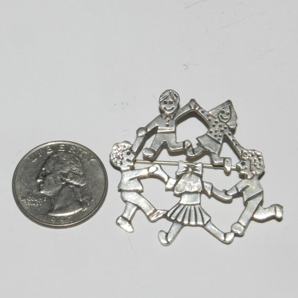 Vintage Mexico EFS Sterling Silver 925 Stamped Figural Children Brooch Pin - Picture 3 of 5